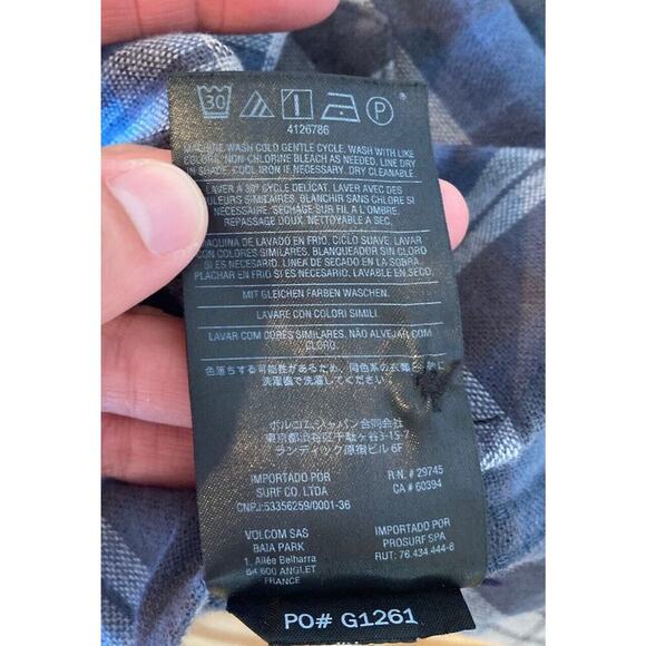 Volcom Check Button Up Shirt Size XS Men’s Blue - Picture 6 of 10